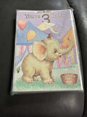 Lot Of 12 Vtg NOS 3rd Birthday Card Cute Elephant Oversized 12”x9” 3 Designs S